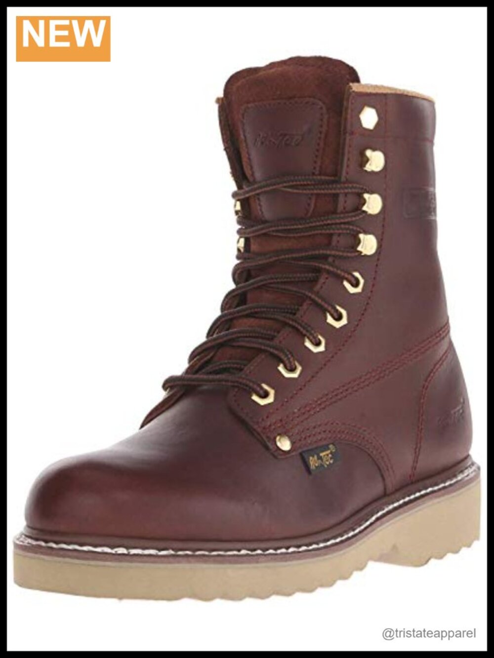 Men's 8-Inch Farm Work Boots Leather Lace-Up Slip Resistant Rubber Sole